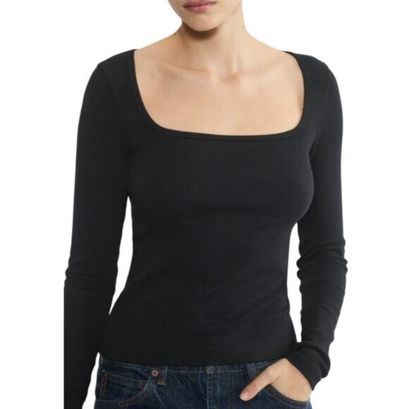 Aritzia TNA HomeStretch™ Rib Squareneck Longsleeve - Picture 2 of 9